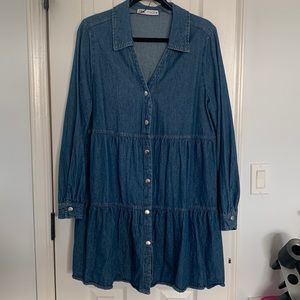 Zara Tiered Mini Dress - Denim